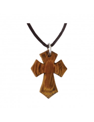 necklace - Flared Pointy Cross Wood -...