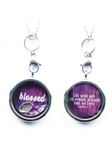 Necklace - Blessed charm with purple...